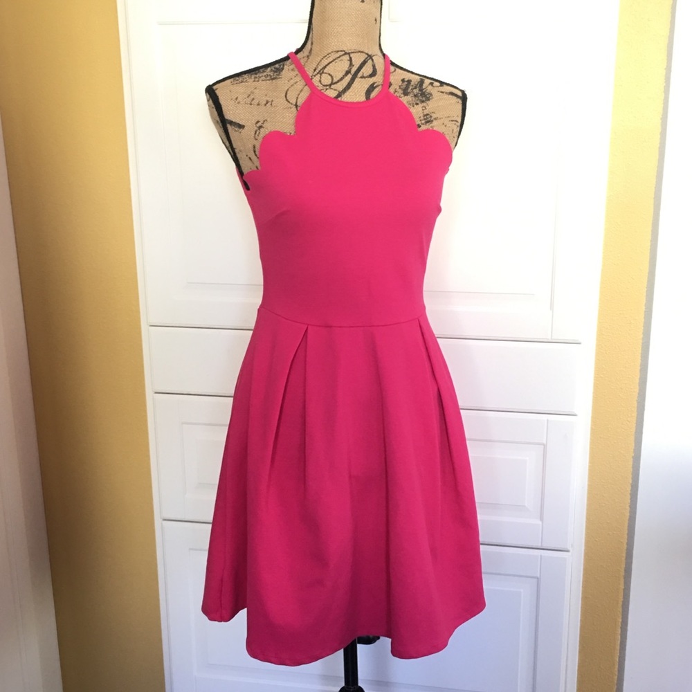 Charlotte Russe pink dress halter fit and flare M